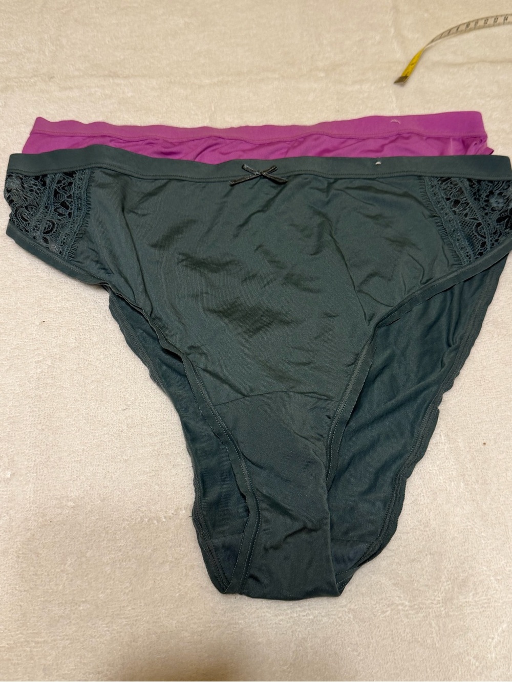Cacique 2-Pack Women’s No Show French Cut Panties— Green and Magenta